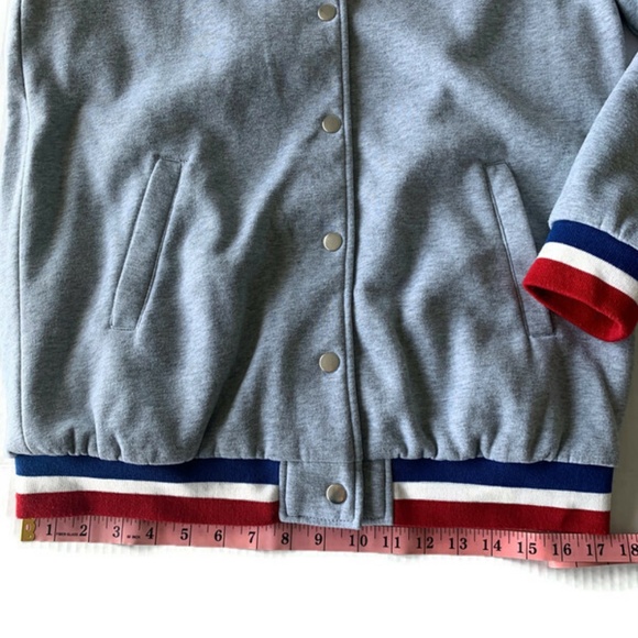 Forever 21 Heathered Gray Varsity Jacket Sz.Medium - Picture 5 of 12